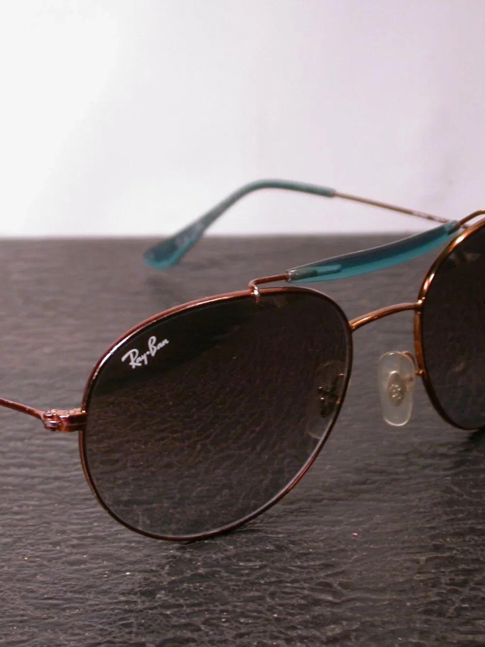 Ray Ban Bronze and Blue Aviator Shades Sunglasses WORN